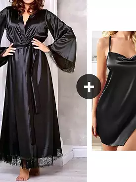 Indulgent Silk Robe and Sleeveless Pajama Duo