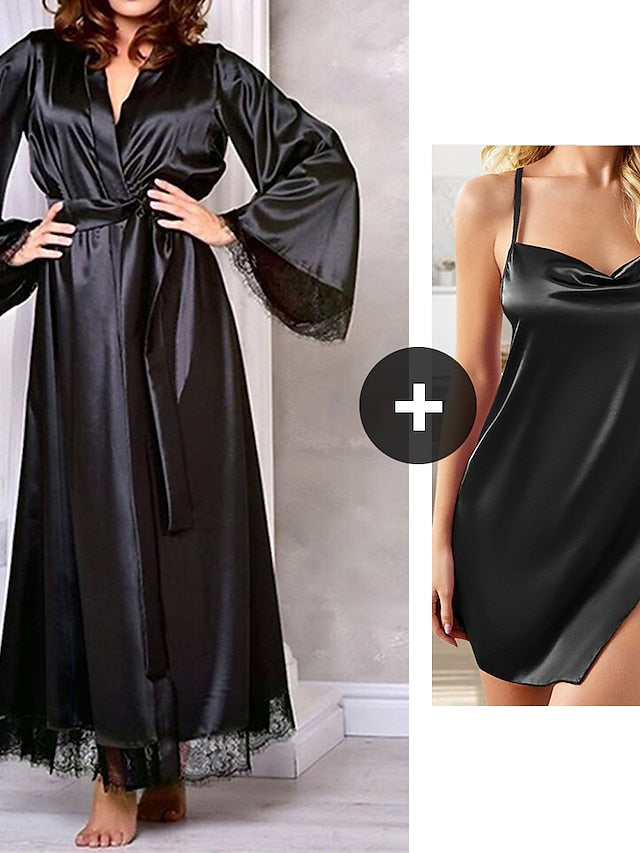 Indulgent Silk Robe and Sleeveless Pajama Duo