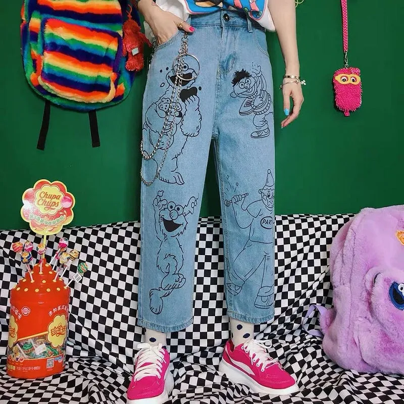 JAPANESE HARAJUKU CARTOON JEANS BY63057