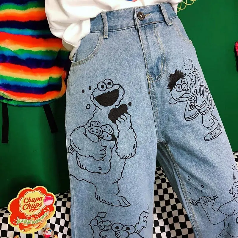 JAPANESE HARAJUKU CARTOON JEANS BY63057