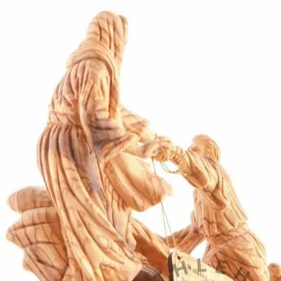 Jesus Christ Walks on Water, 10 Wood Carved Sculpture from the Holy Land