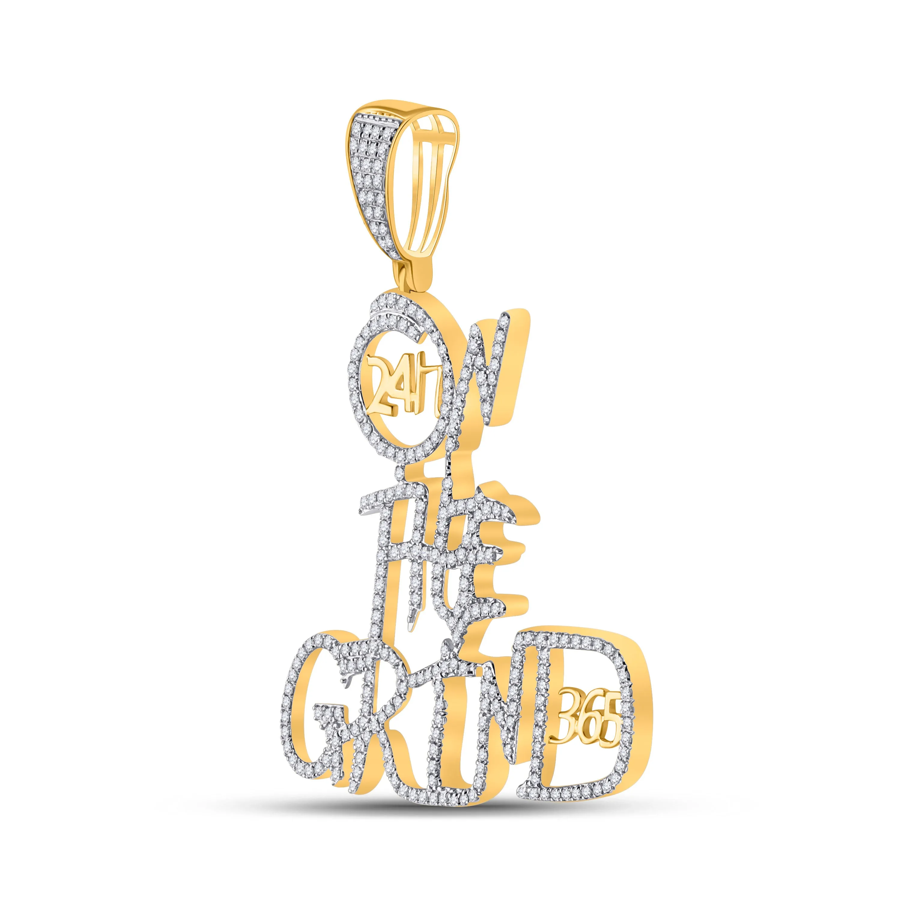 Keene Jewelers 10kt Yellow Gold Mens Round Diamond On The Grind Charm Pendant 3/4 Cttw