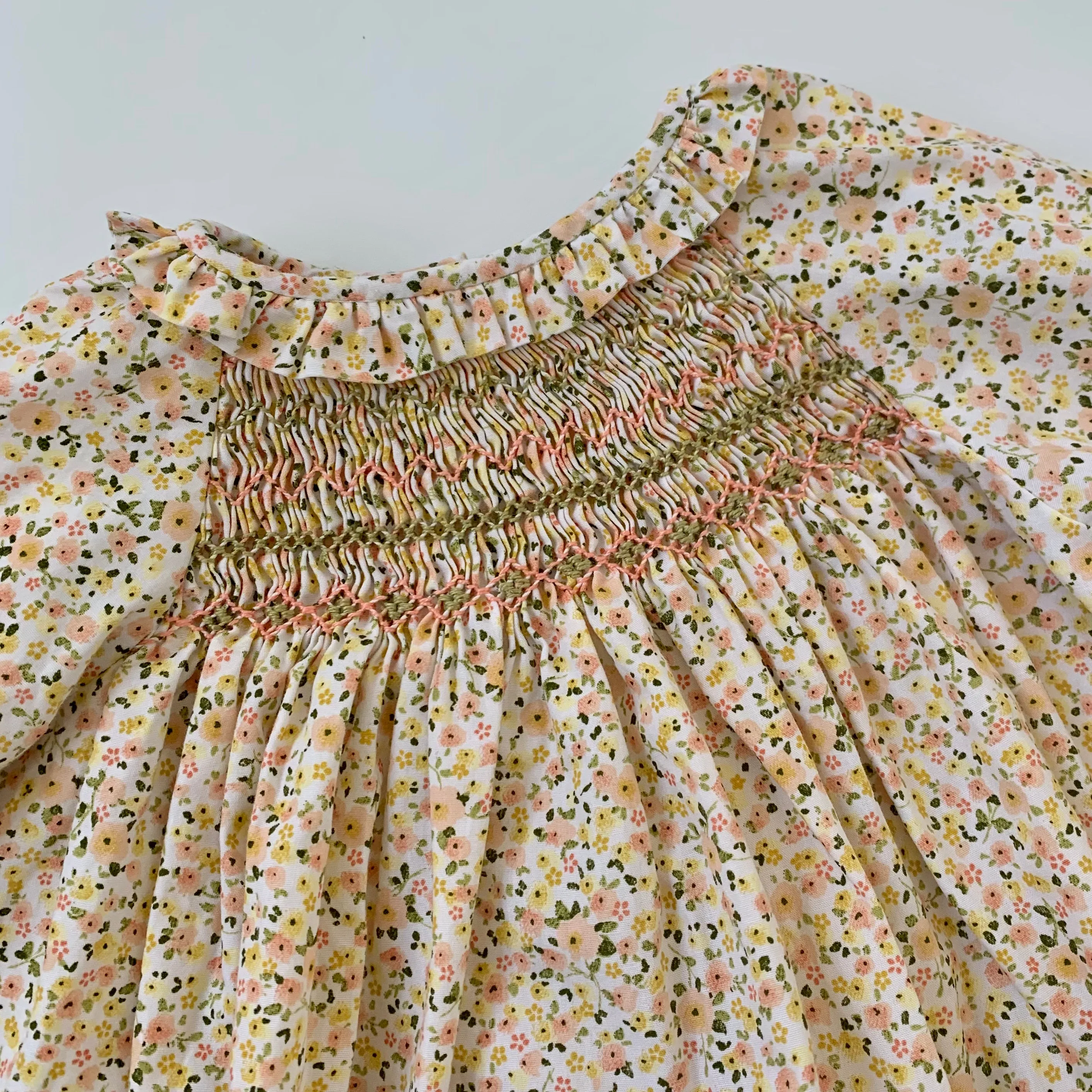 La Coqueta Yellow Floral Smocked Dress: 12 Months