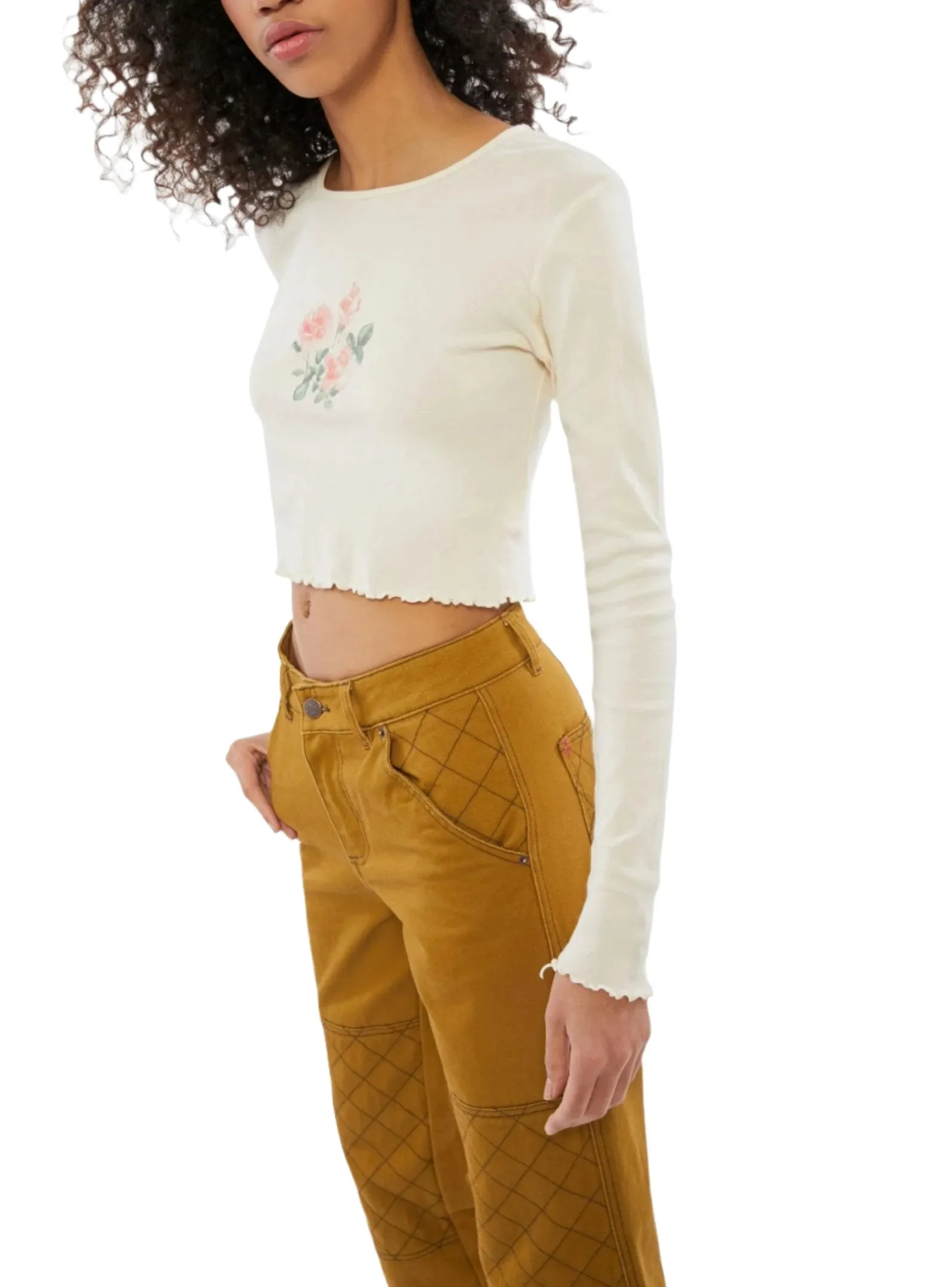 Last Chance! TMD Ivory Floral Long Sleeve Crop