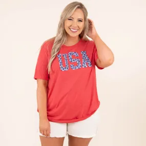 Liberty Leopard Tee, Red