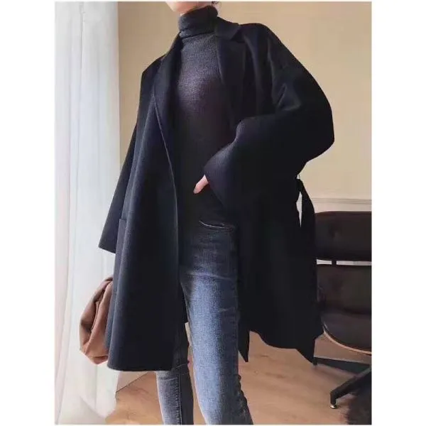 Longline winter wool coat for women