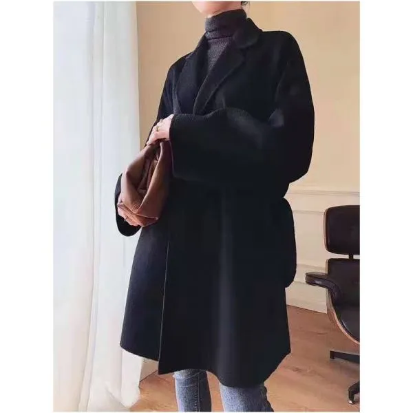 Longline winter wool coat for women