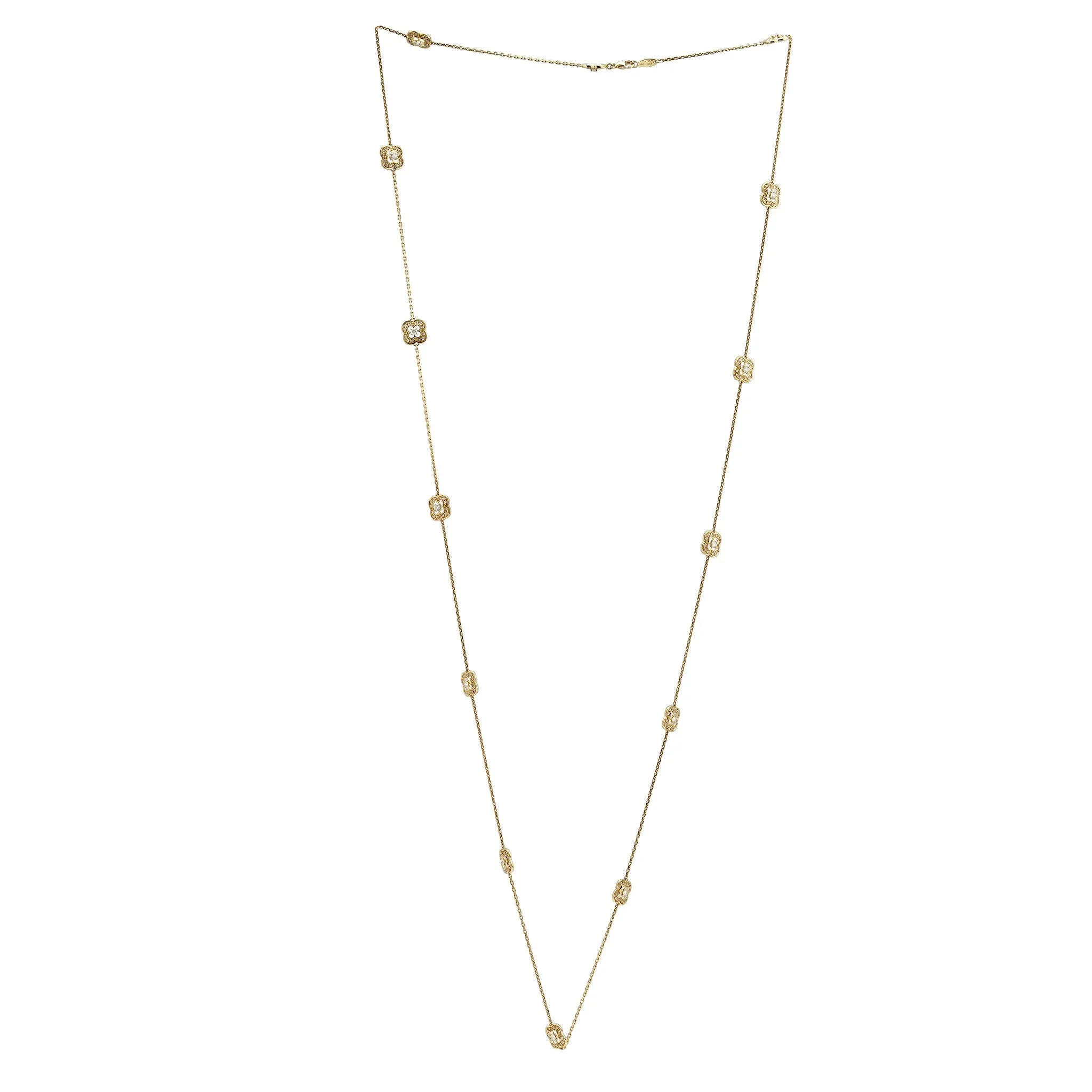 Mauboussin 18K Yellow Gold Diamond Floral Long Necklace