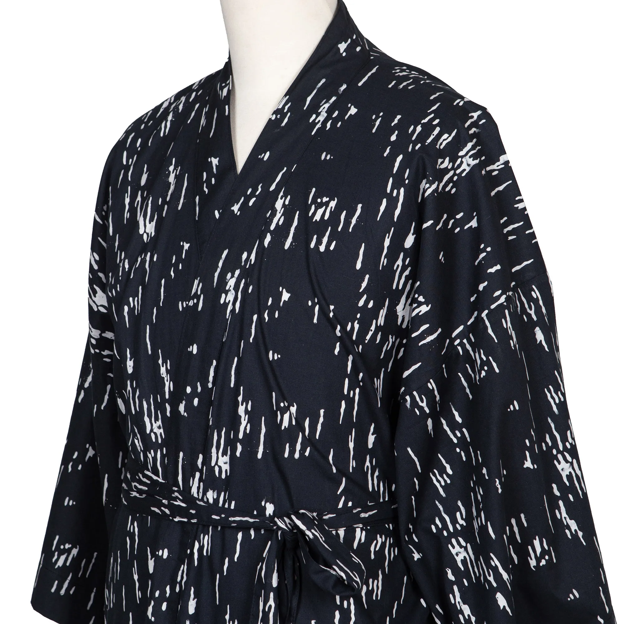 Men's Hand-Stamped Belted Cotton Robe from Bali, 