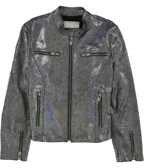 Mighty Company Womens Holographic Leather Jacket