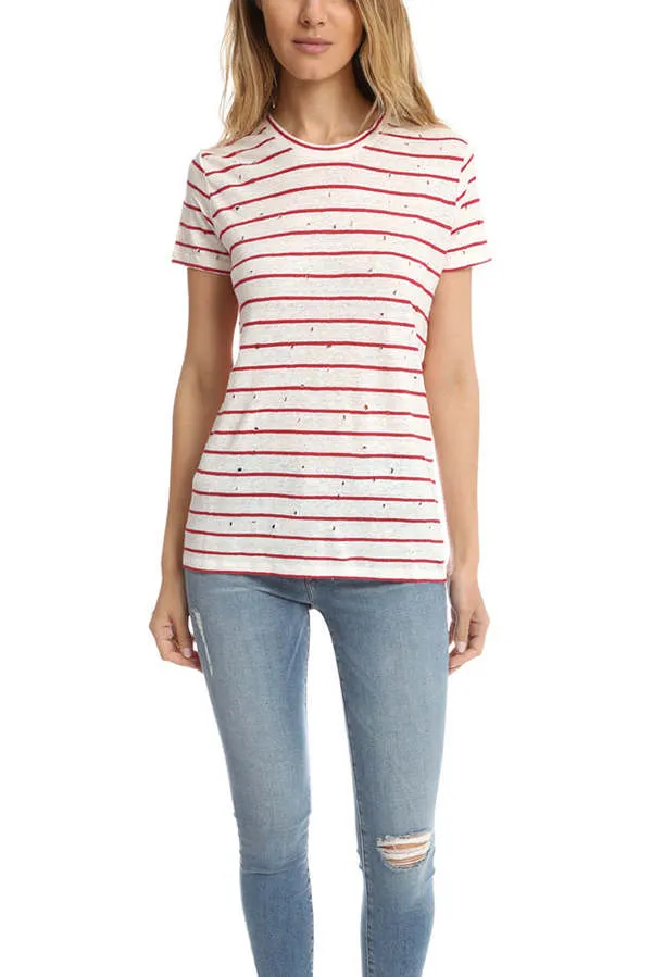 Mina Tee - Ecru/Red