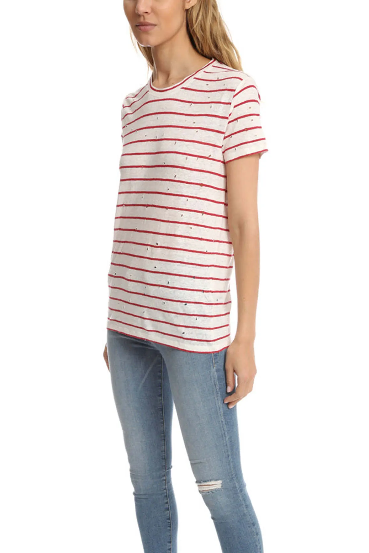 Mina Tee - Ecru/Red