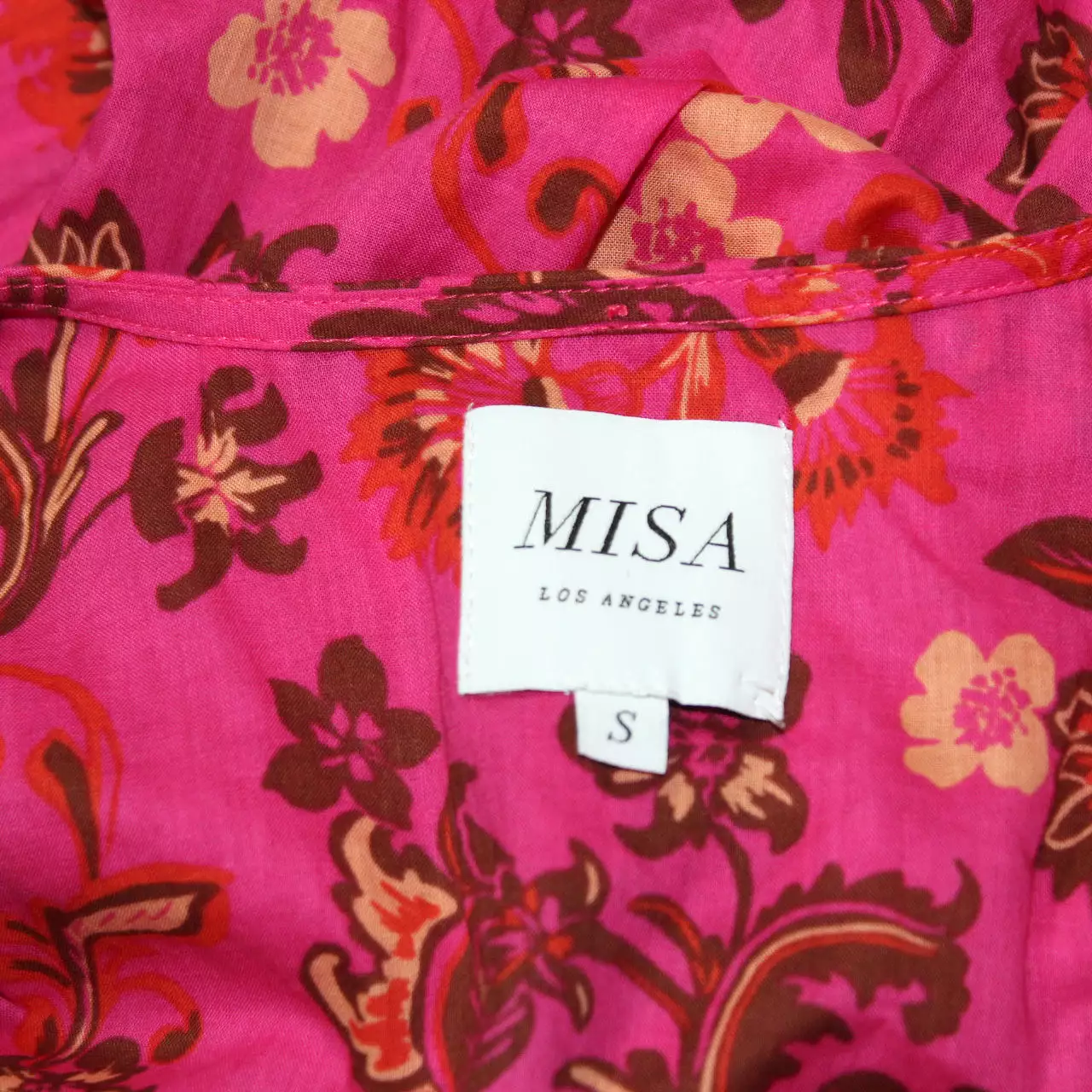 Misa Brand New $475 Pink Print Cotton Maxi Dress S