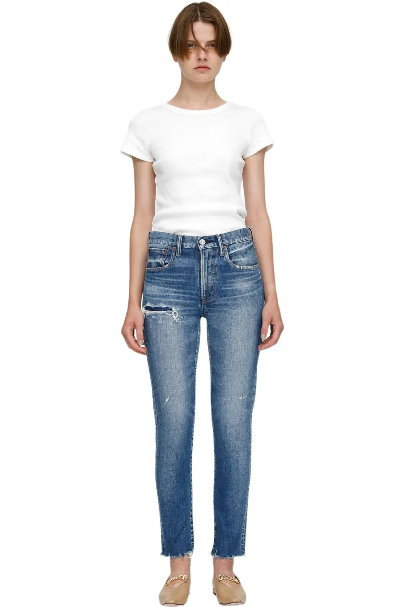 Moussy Denim Hammond Skinny High-Waisted Jean in Blue