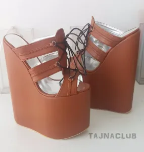 Mules Laceup Ginger Wedge Heel Platform High Heels Shoes