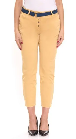 Pack of 2 TOM TAILOR women's chino trousers, stylish everyday trousers with belt 46246404 beige