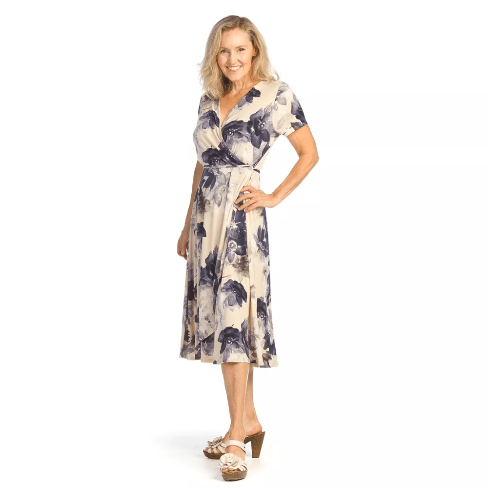 Papillon Floral Stretch Faux Wrap Dress - PD - 14812