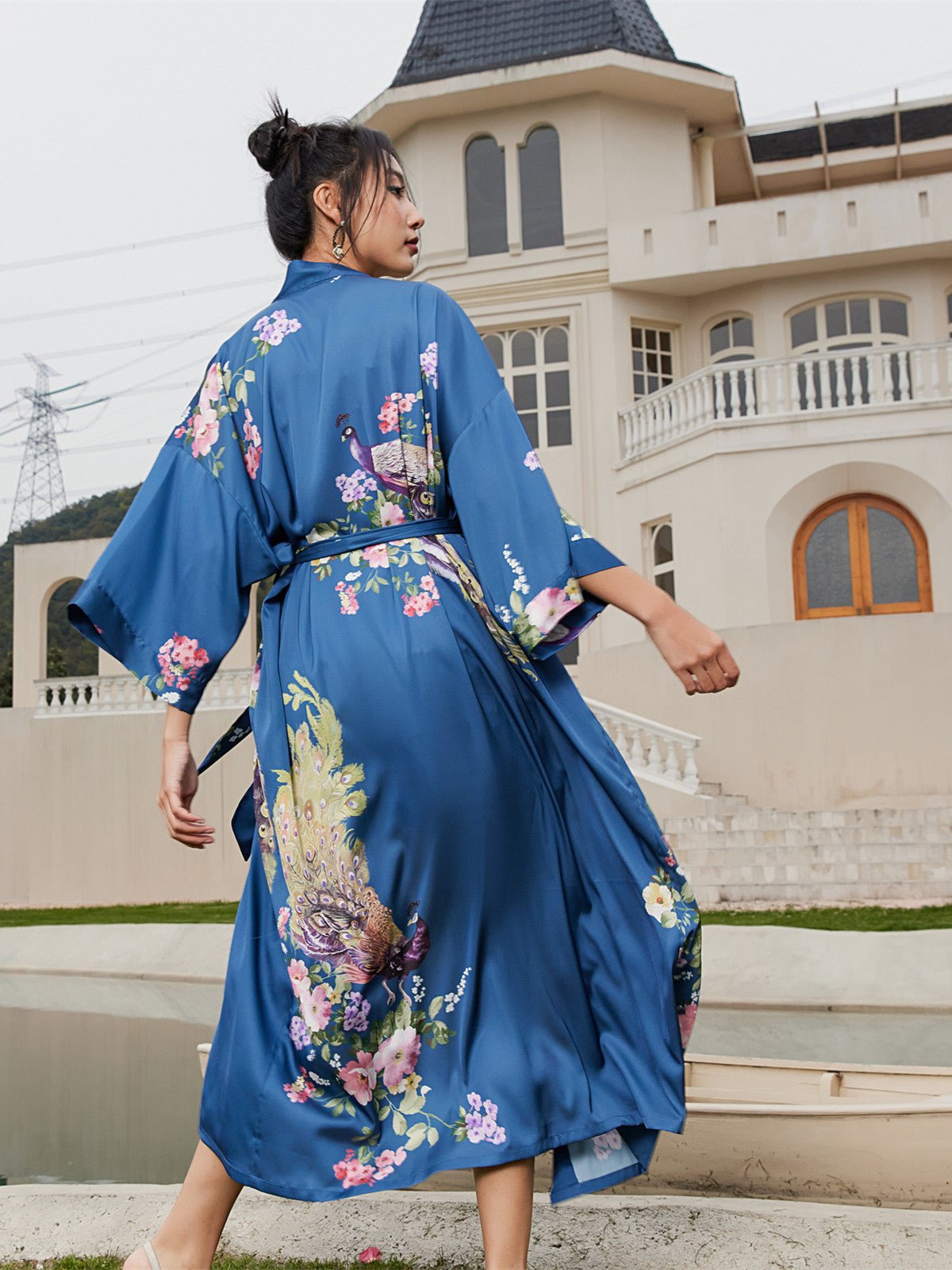 Peacock Blue Kimono Robe