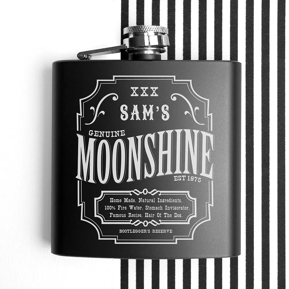 Personalised Moonshine Vintage Hip Flask