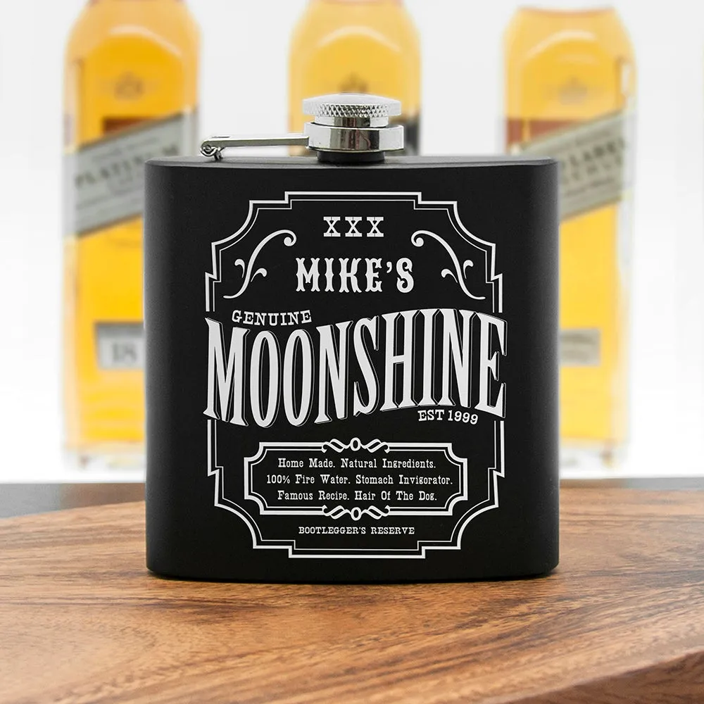 Personalised Moonshine Vintage Hip Flask