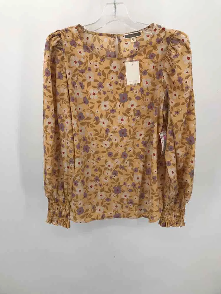 Pre-Owned Pleione Yellow Size Small Floral Long Sleeve Blouse