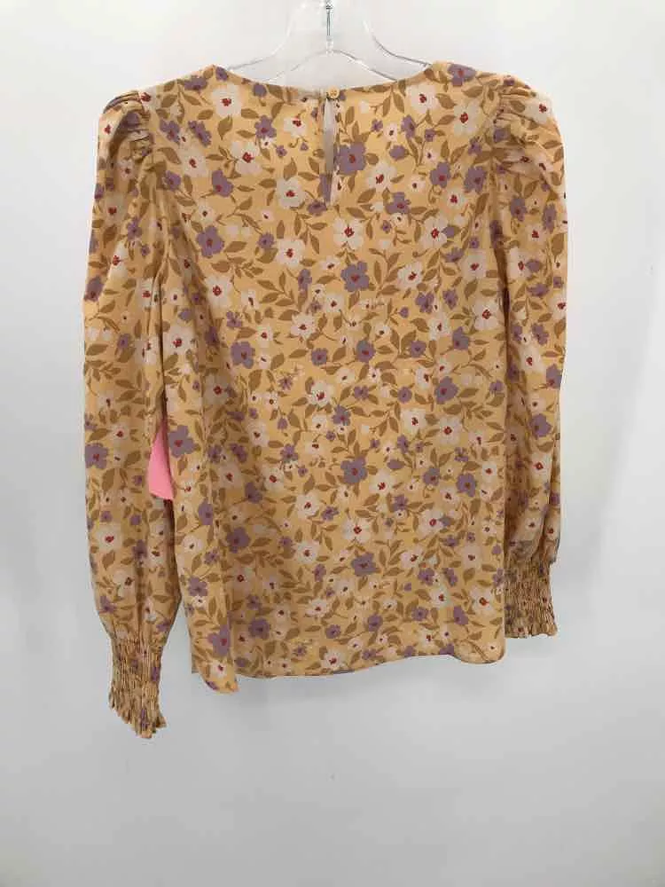 Pre-Owned Pleione Yellow Size Small Floral Long Sleeve Blouse