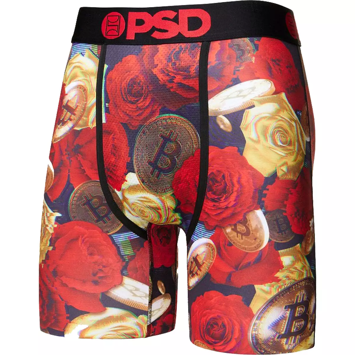 PSD Bitcoin Roses Boxer Men's Bottom Underwear (Refurbished, Without Tags)