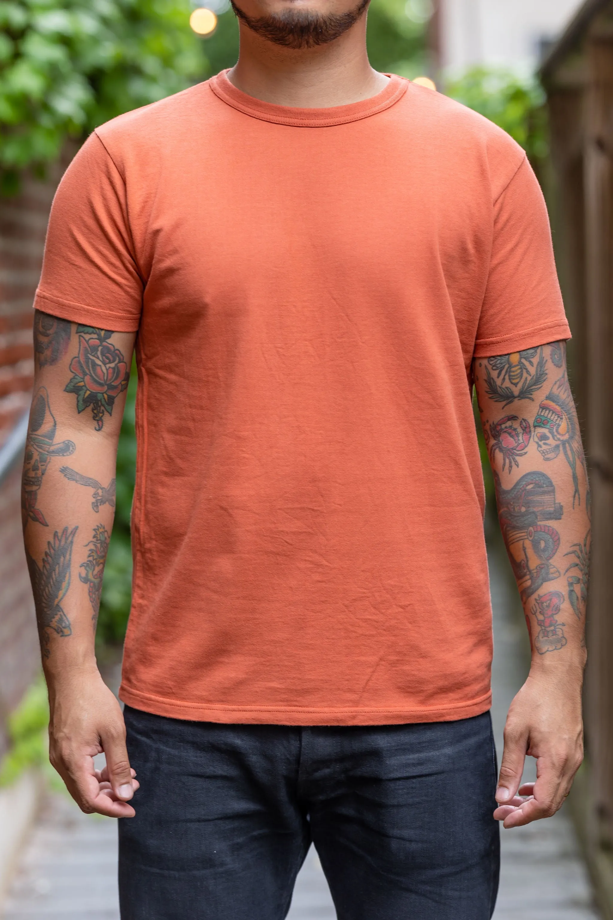 Samurai Ripened Cotton Loopwheel Inlay Solid Tee - Orange-Red