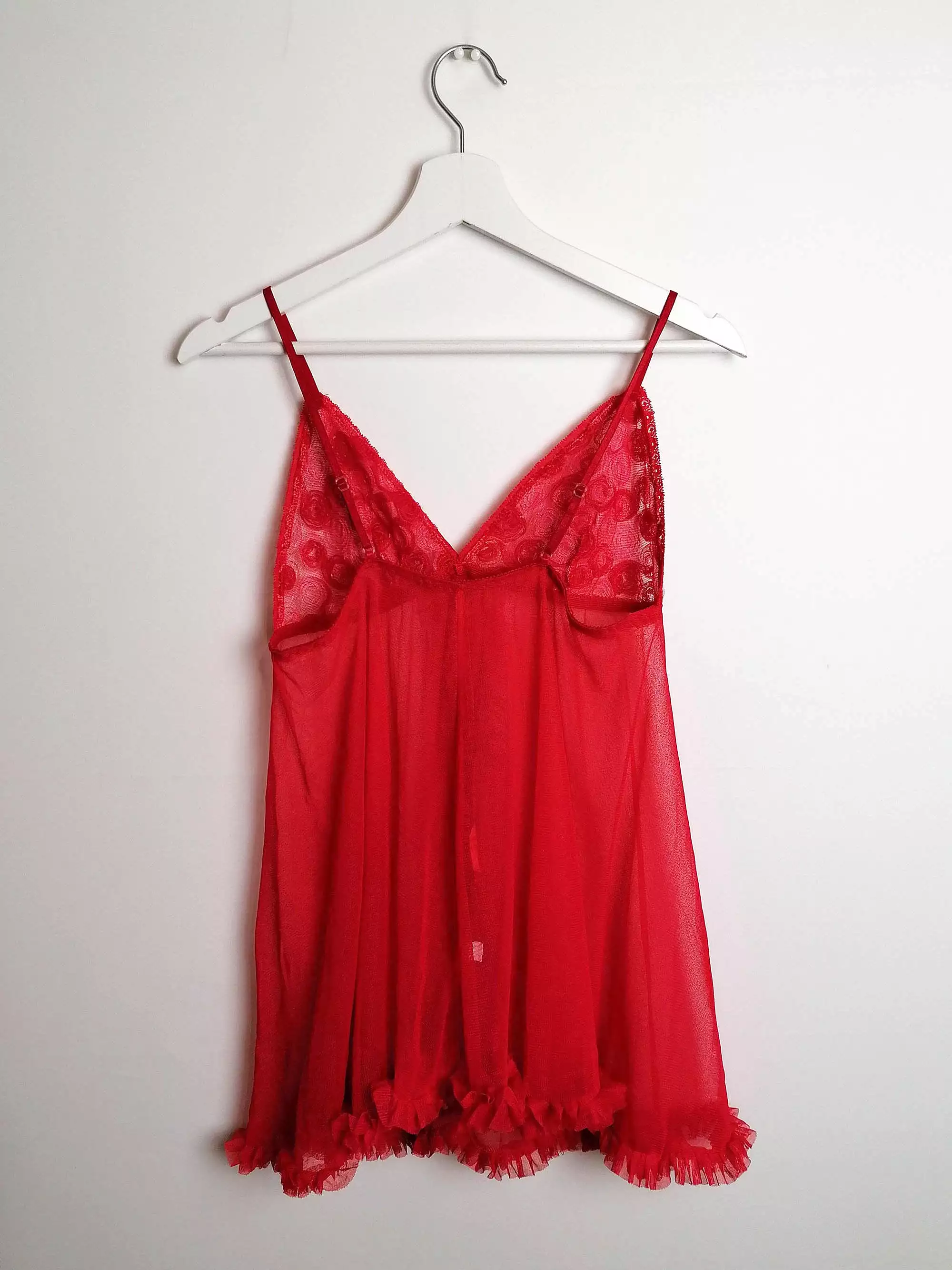 Sheer Red Tulle Lingerie Set - size S-M