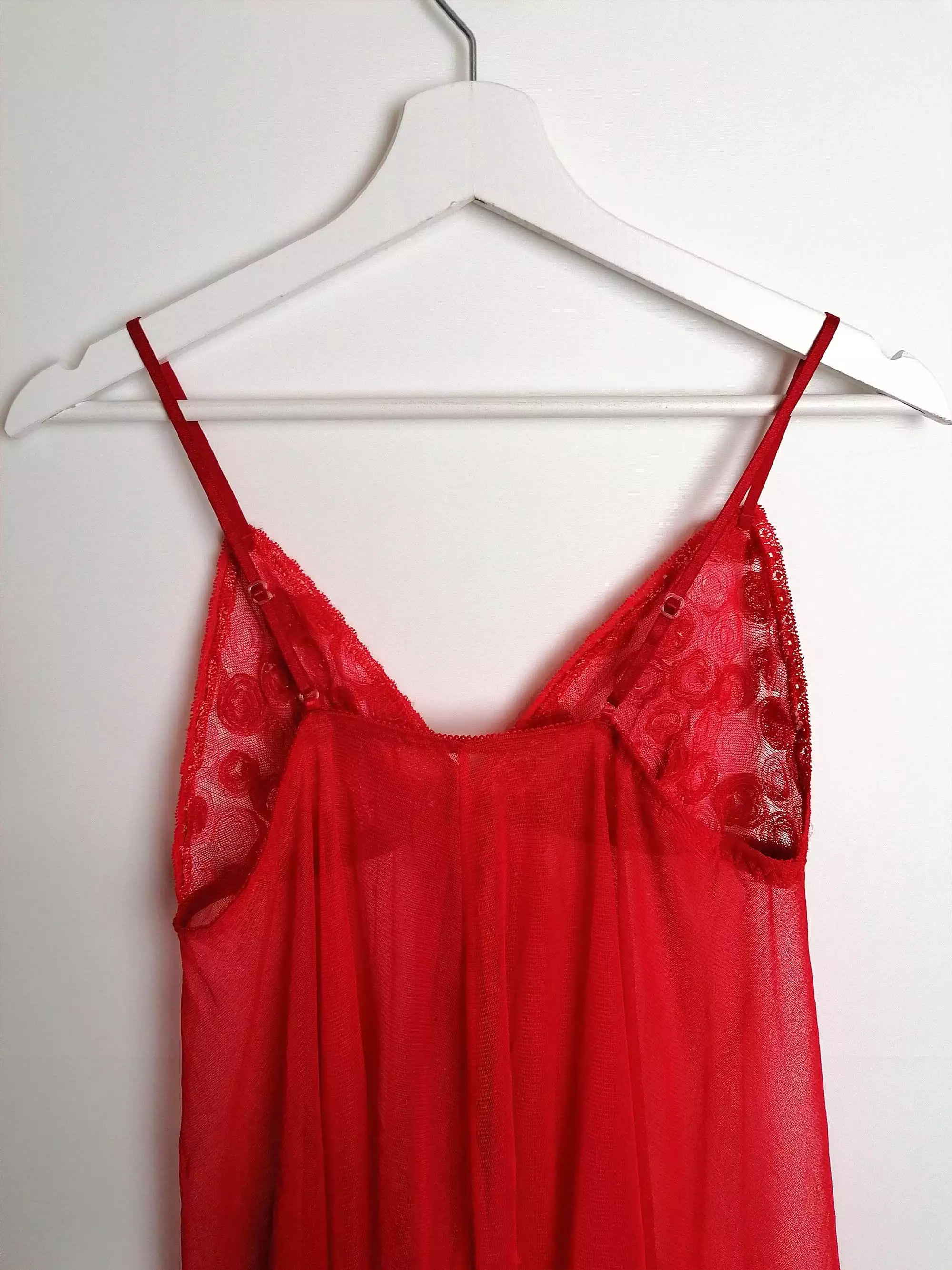 Sheer Red Tulle Lingerie Set - size S-M