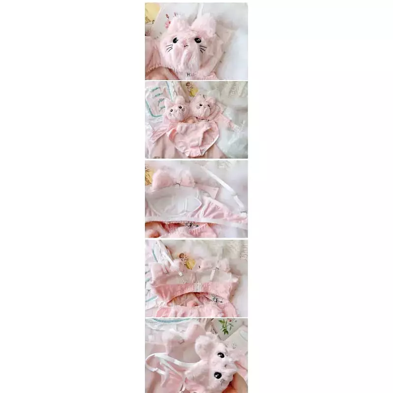 Soft Fuzzy Kitten Kawaii Princess Lingerie Set