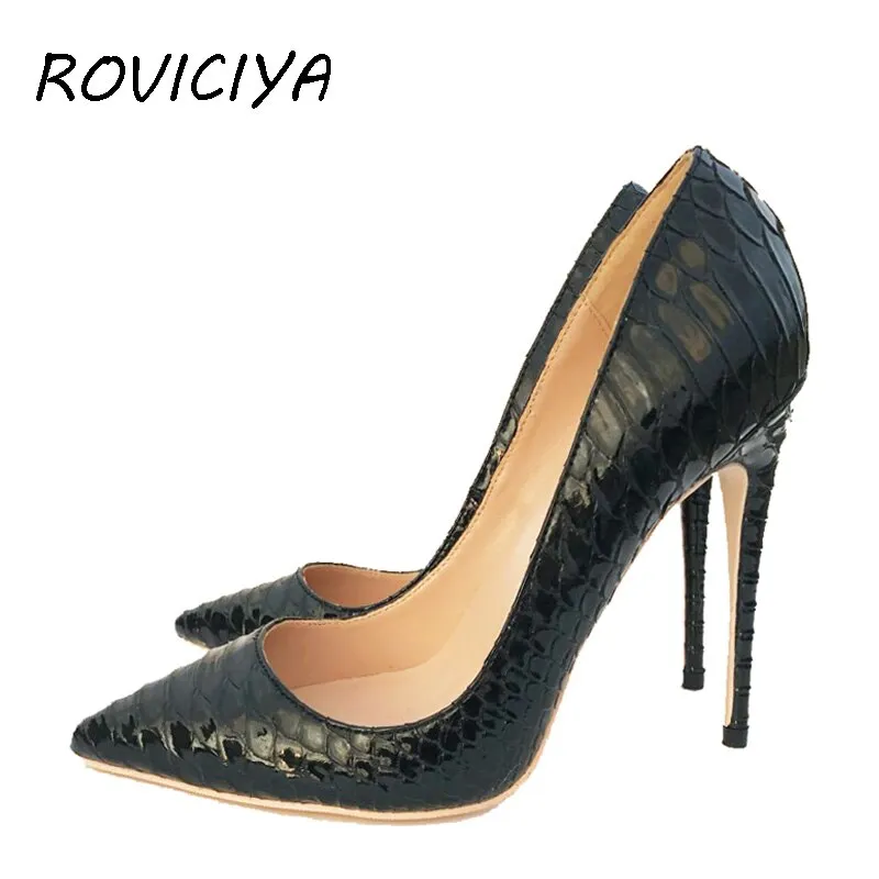 Stilettos Black Apricot Printed Toe Women Shoes High Heel