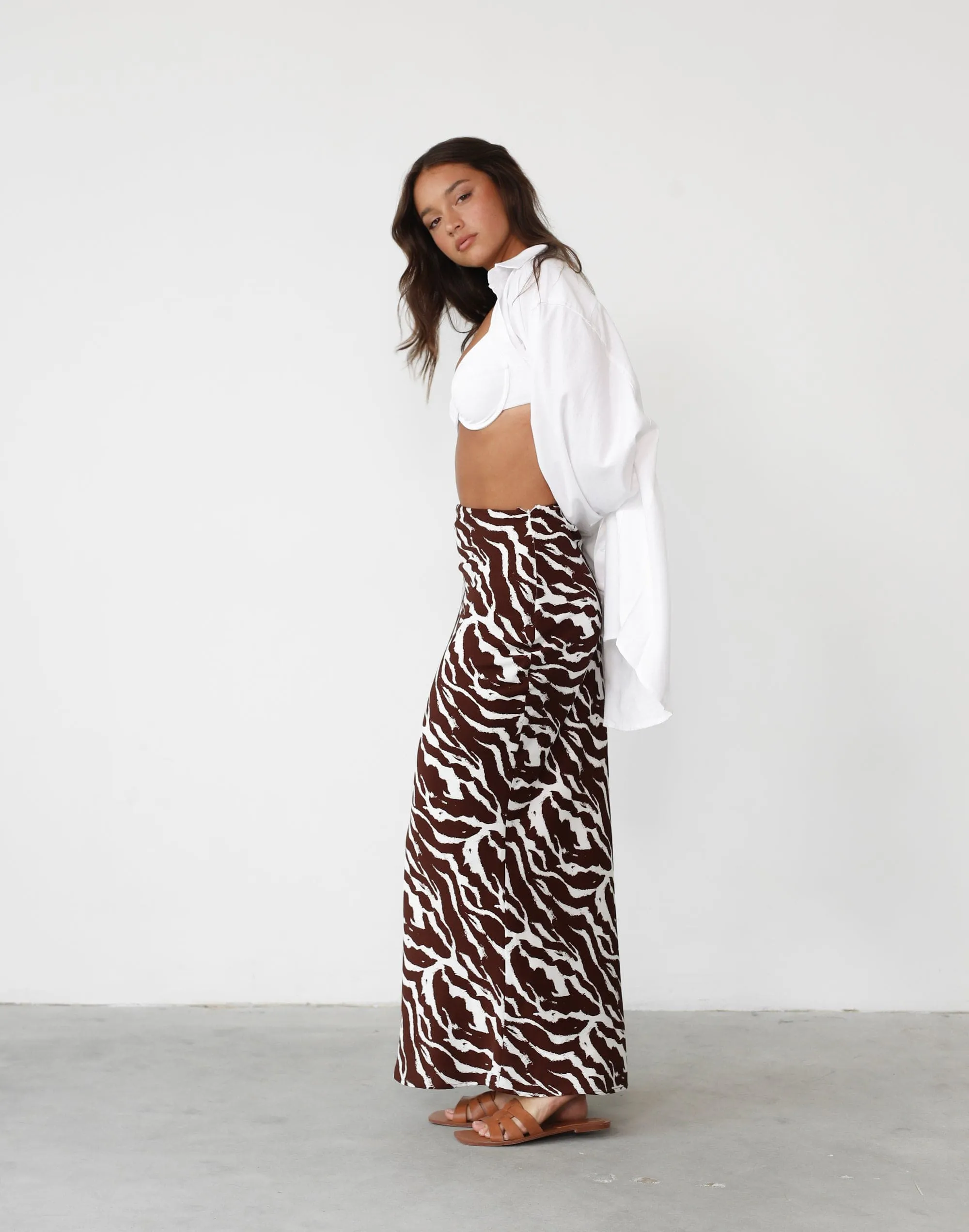 Sye Maxi Skirt (Choc Marble Print)