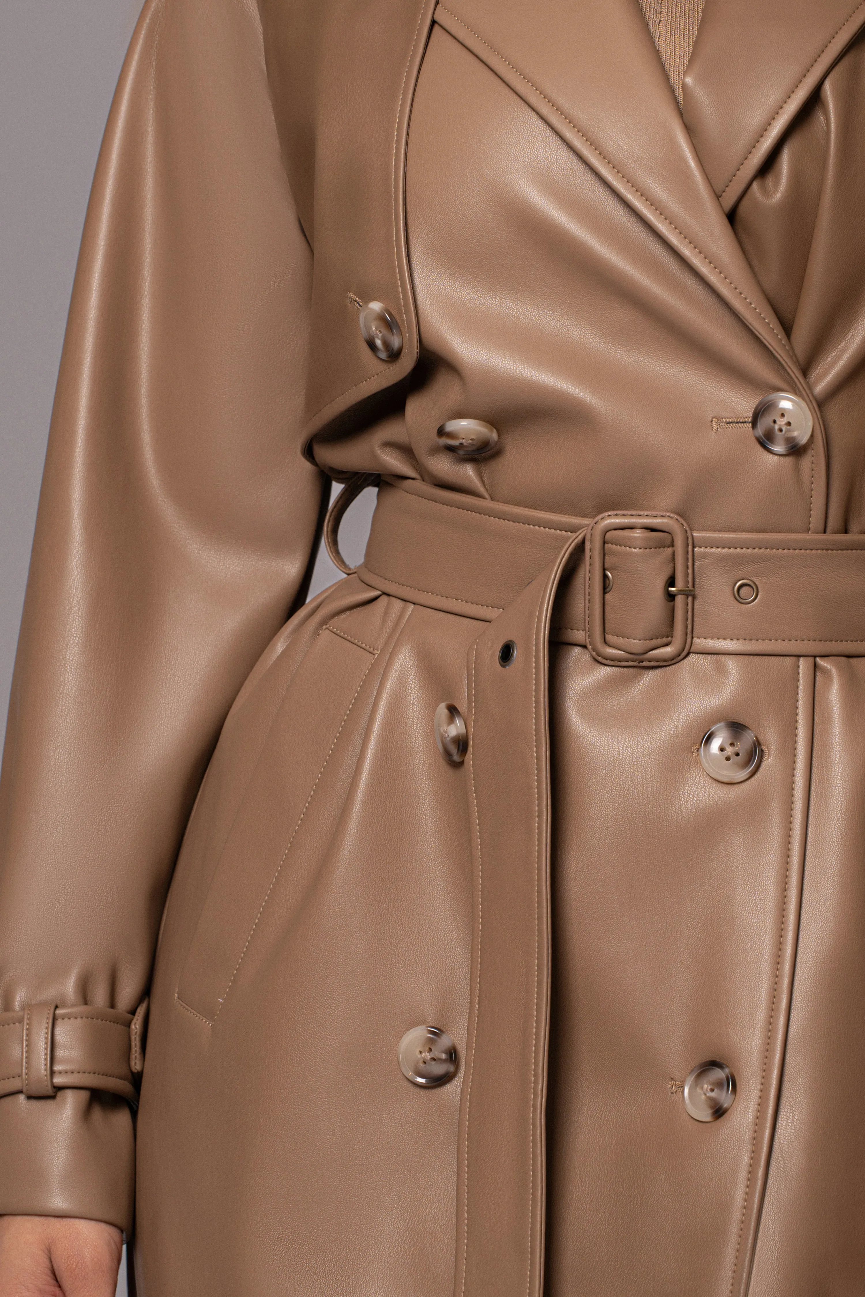 Tan Odin Faux Leather Coat