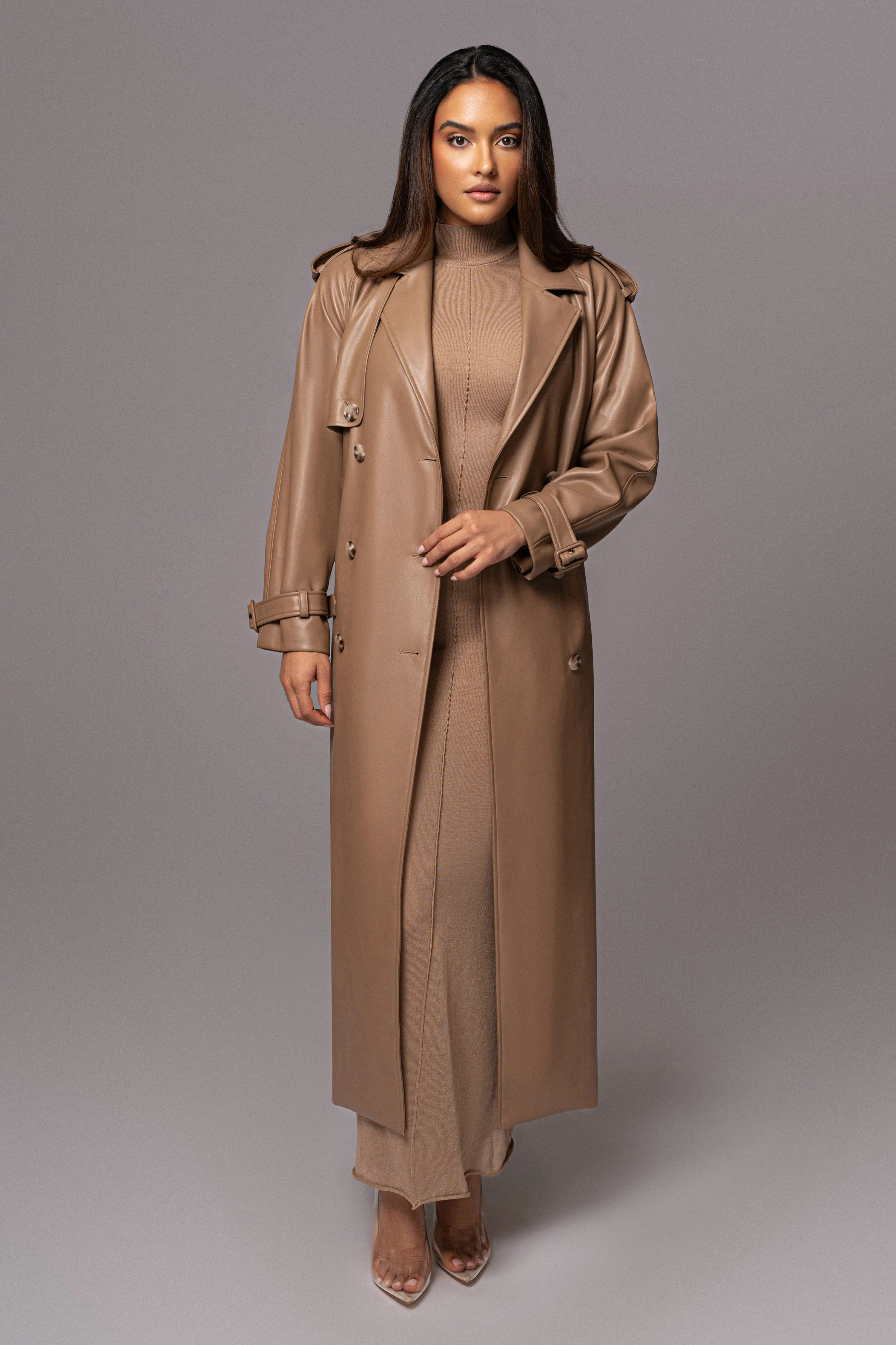 Tan Odin Faux Leather Coat