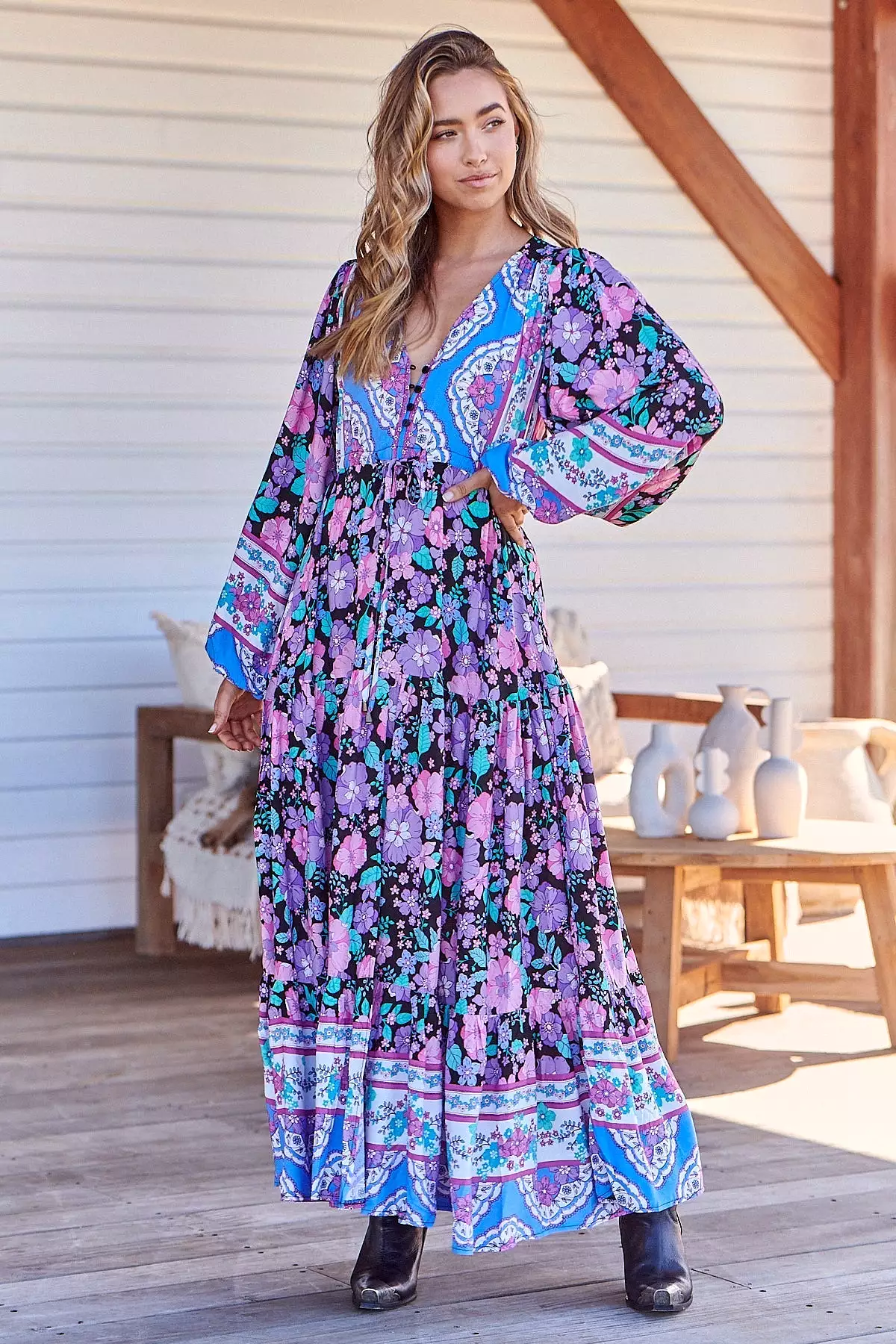 Teresa Maxi Dress Blackbird Print