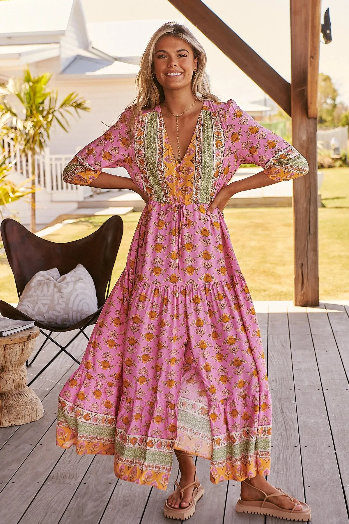 Tessa Maxi Dress Blushing Meadow Print