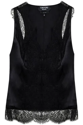 TOM FORD Black Silk Lace Camisole Top for Women