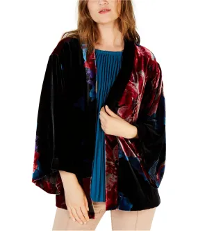 Trina Turk Womens Velour Printed Poncho Jacket