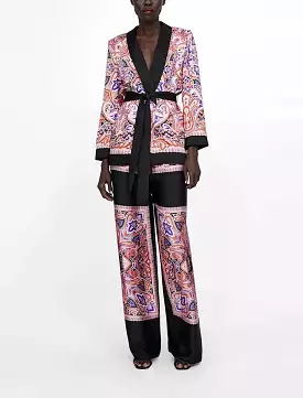 Two Piece Paisley Robe And Trousers Set