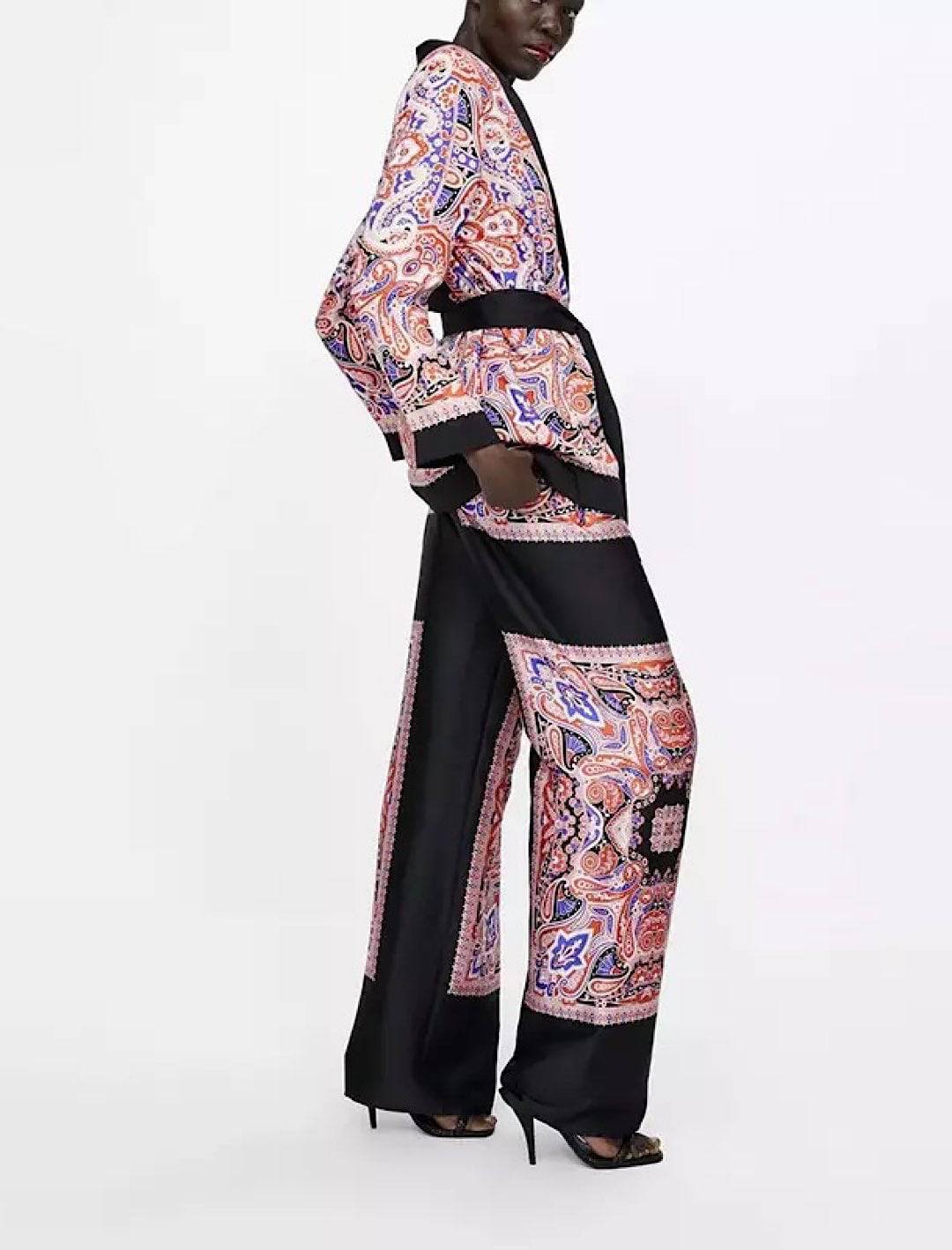 Two Piece Paisley Robe And Trousers Set