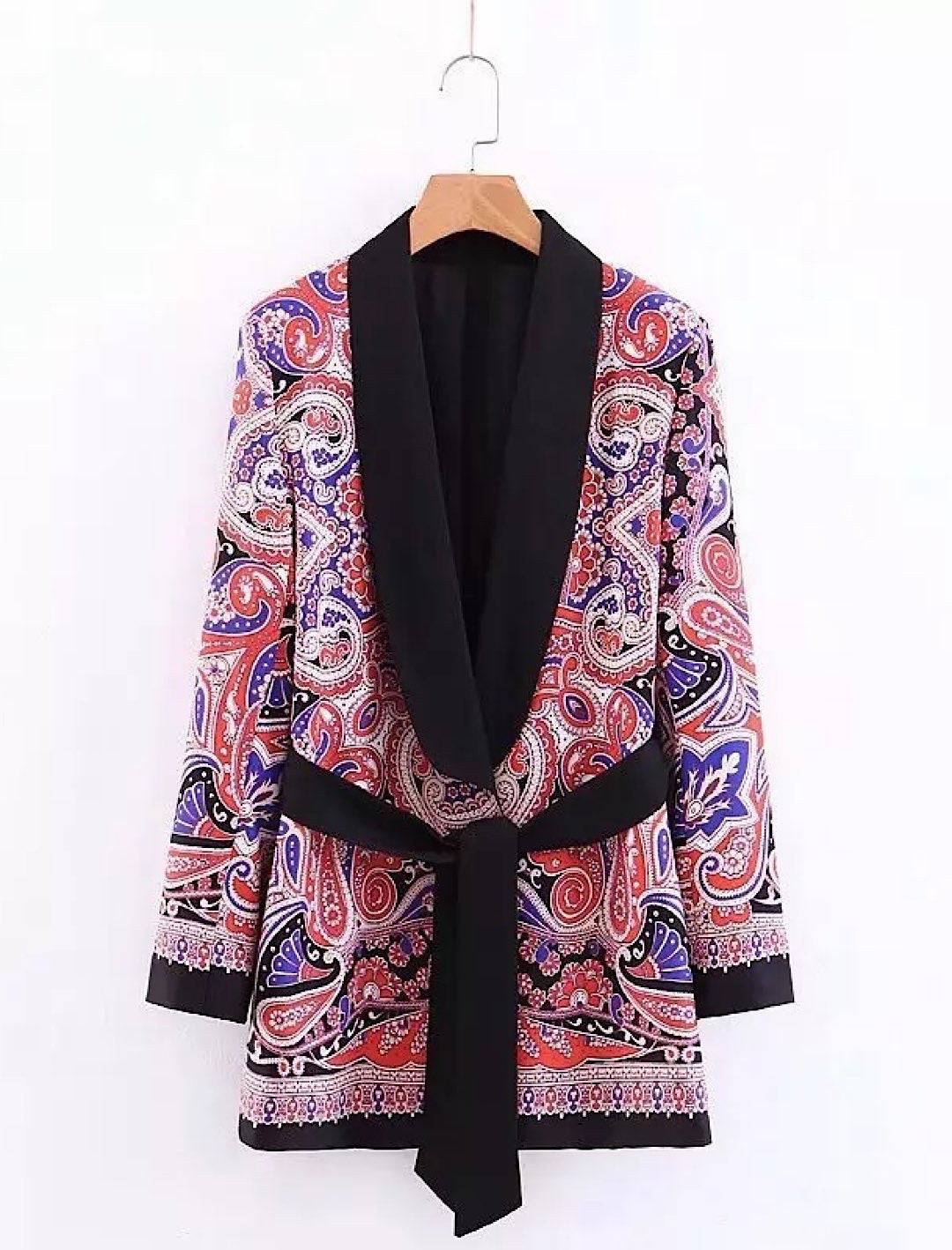 Two Piece Paisley Robe And Trousers Set