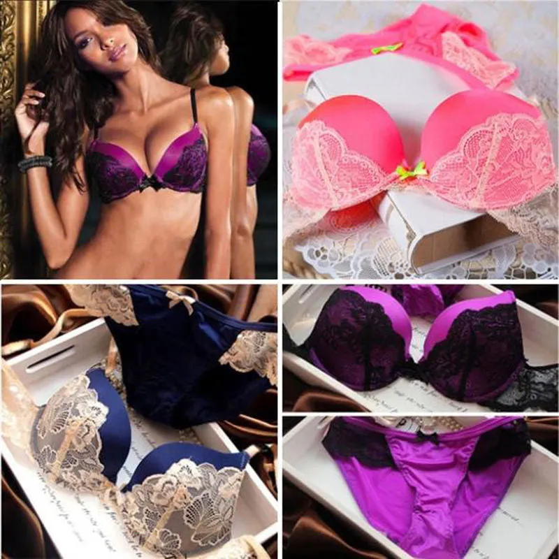 Underclothes Underwear Women Bras B C cup Lingerie set With Brief Sexy Lingerie Lace Embroidery Bra Sets Bowknot Bras SM6