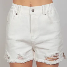 Very G Women's White Hi Waist Pleat Short