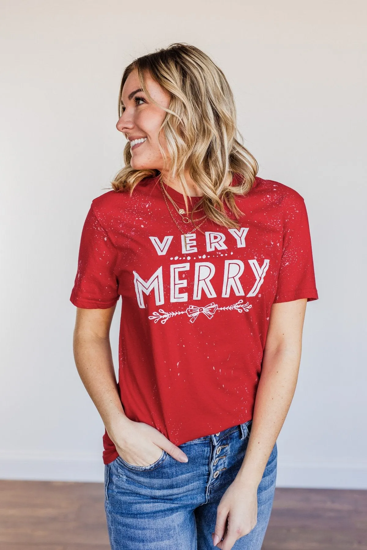 Very Merry Graphic Tee- Red