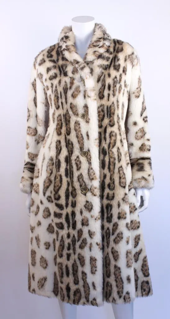 Vintage 70's TISSAVEL Faux Fur Snow Leopard Coat