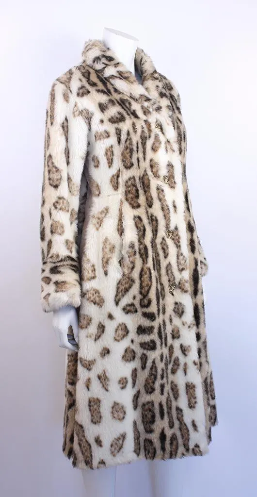 Vintage 70's TISSAVEL Faux Fur Snow Leopard Coat