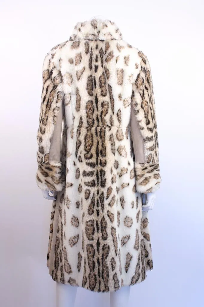 Vintage 70's TISSAVEL Faux Fur Snow Leopard Coat