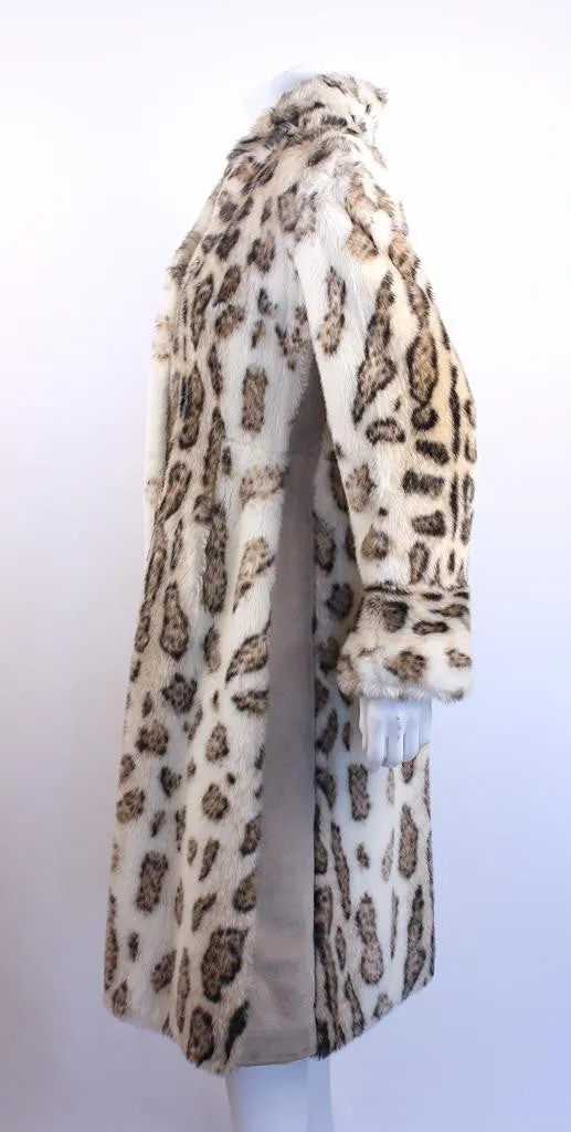 Vintage 70's TISSAVEL Faux Fur Snow Leopard Coat