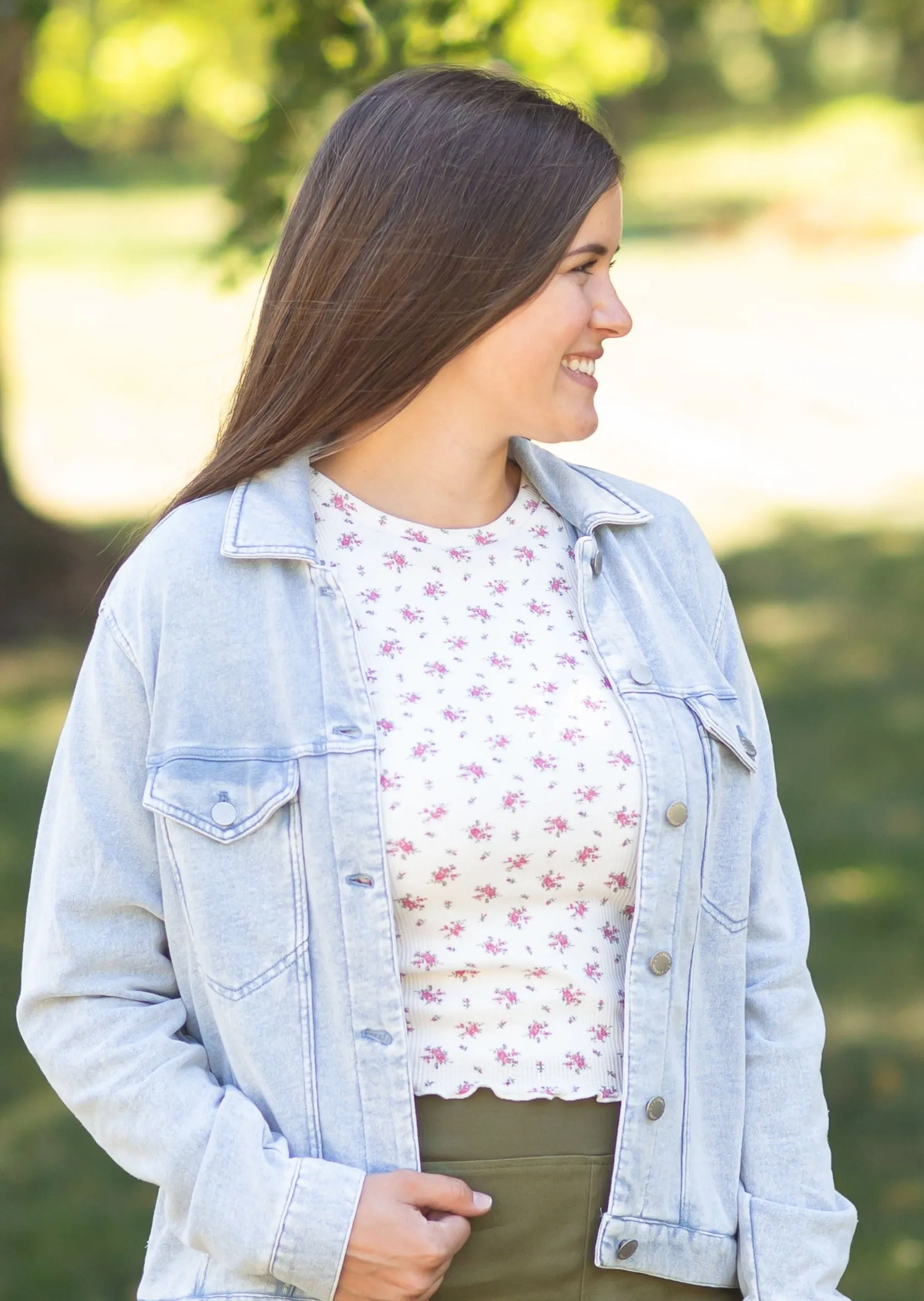 White Floral Long Sleeve Top - FINAL SALE